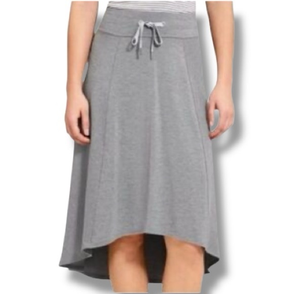 Athleta Gray A-Line High Low Jersey Knit Skirt with Waist Tie. Women’s Size M - Picture 1 of 9